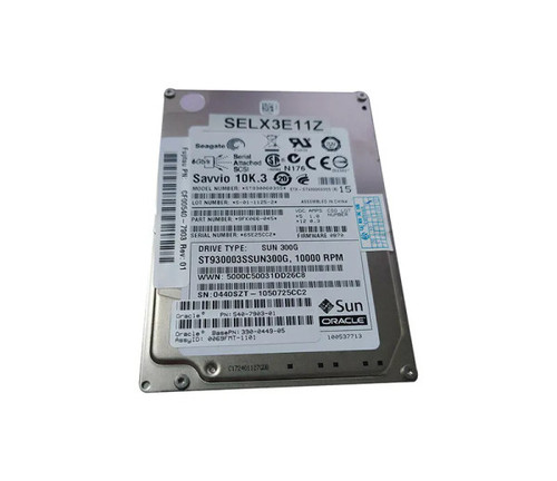 ST930003SSUN300G - Sun 300GB 10000RPM SAS 6Gb/s Hot-Pluggable 16MB Cache 2.5-Inch Hard Drive