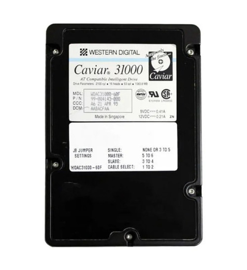 WDAC31000-60F - WESTERN DIGITAL 1GB EIDE Hard Drive 4495RPM 128KB Cache 3.5-Inch Internal Storage