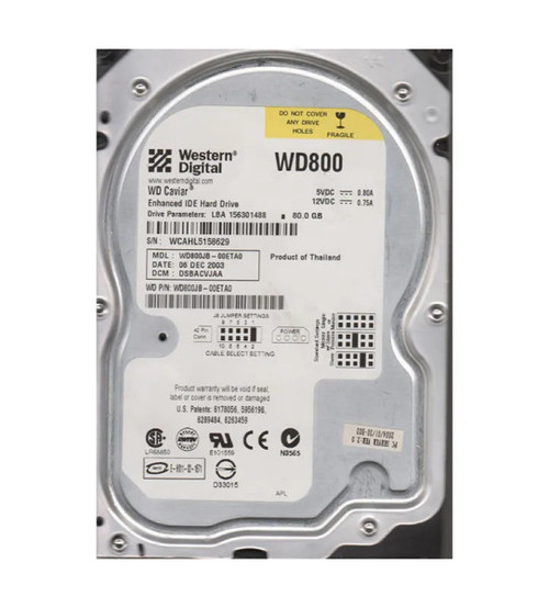 WD800JB-00ETA0 - Western Digital Caviar 80GB 7200RPM EIDE 8MB Cache 512 3.5-Inch Hard Drive