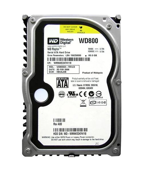 WD800GD - Western Digital Raptor 80GB 10000RPM SATA 1.5Gb/s 8MB Cache 3.5-Inch Hard Drive