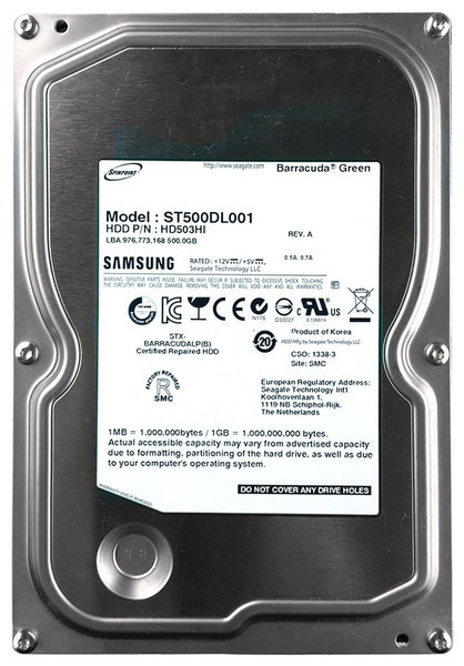 ST500DL001 - Seagate Barracuda Green 500GB 5400RPM SATA 3Gbps 16MB Cache 3.5-inch Internal Hard Drive