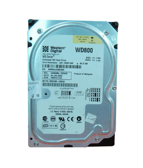 WD800BB-00DKA0 - Western Digital Caviar 80GB 7200RPM EIDE 2MB Cache 3.5-Inch Hard Drive