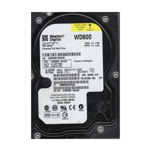 WD800BB-60JKA0 - Western Digital Caviar 80GB 7200RPM EIDE 2MB Cache 3.5-Inch Hard Drive