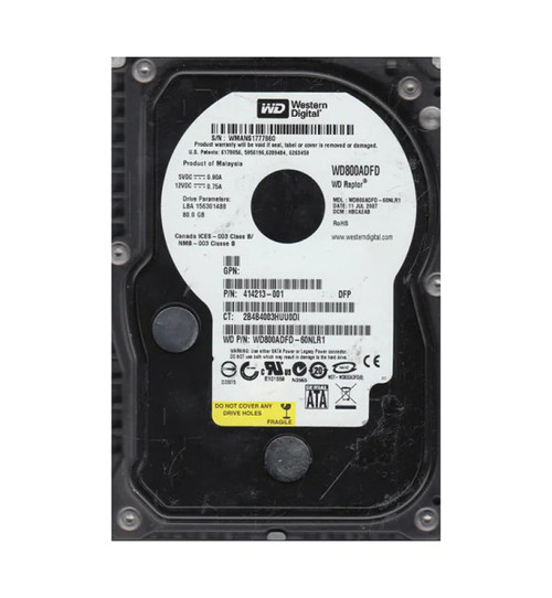 WD800ADFD-60NLR1 - Western Digital Raptor 80GB 10000RPM SATA 3Gb/s 16MB Cache 3.5-Inch Hard Drive