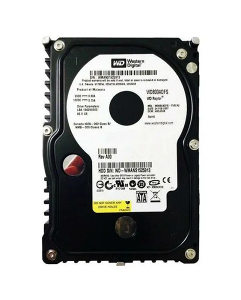 WD800ADFS - Western Digital Raptor 80GB 10000RPM SATA 3Gb/s 16MB Cache RoHS 3.5-Inch Hard Drive
