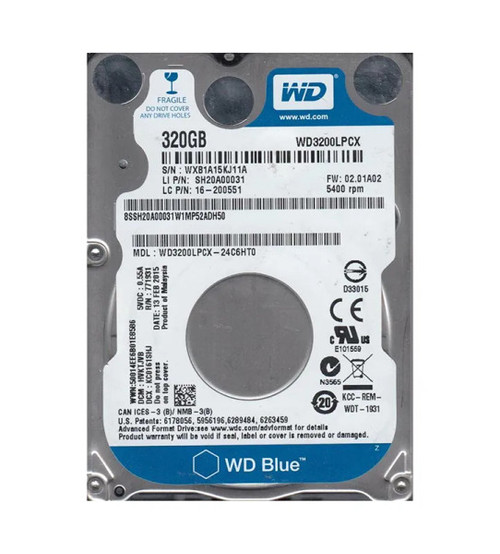 WD3200LPCX - Western Digital Blue 320GB 5400RPM SATA 6Gb/s 16MB Cache RoHS 2.5-Inch Hard Drive