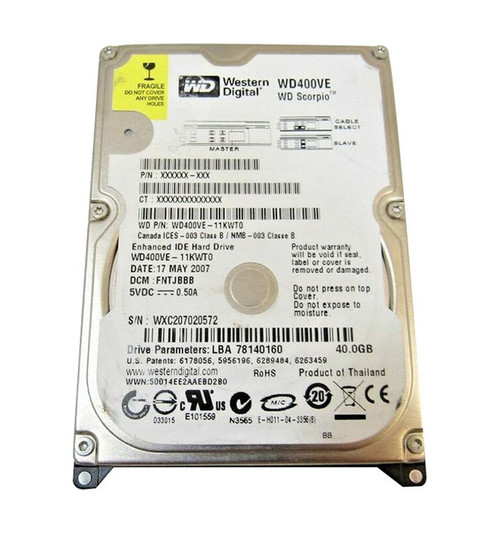 WD400VE-11KWT0 - Western Digital Scorpio 40GB 5400RPM EIDE 8MB Cache 2.5-Inch Hard Drive