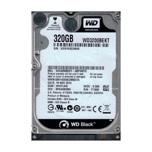 WD3200BEKT - Western Digital Scorpio Black 320GB 7200RPM SATA 3Gb/s 16MB Cache 2.5-Inch Hard Drive