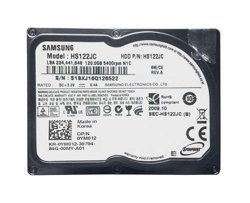 YM01206 - Dell 120GB 5400RPM ATA-100 (ZIF) 8MB Cache 1.8-inch Internal Hard Drive for Latitude D430 and D420
