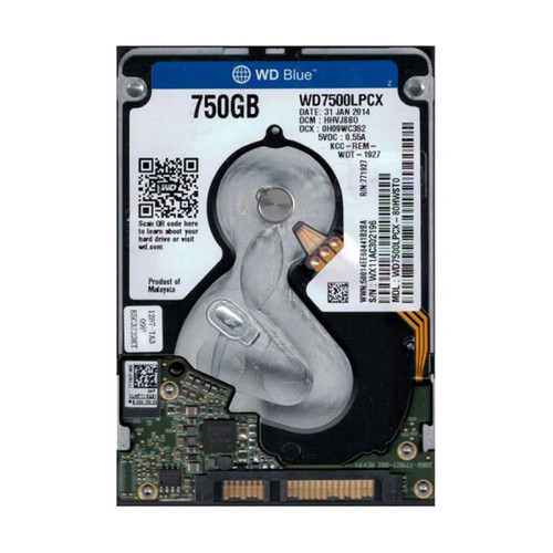 WD7500LPCX-80HWST0 - Western Digital Blue 750GB 5400RPM SATA 6Gb/s 16MB Cache RoHS 2.5-Inch Hard Drive