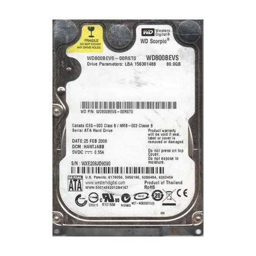 WD800BEVS-00RST0 - Western Digital Scorpio Blue 80GB 5400RPM SATA 1.5Gb/s 8MB Cache 2.5-Inch Hard Drive