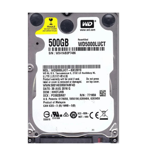 WD5000LUCT - Western Digital AV-25 500GB 5400RPM SATA 3Gb/s 16MB Cache RoHS 2.5-Inch Hard Drive
