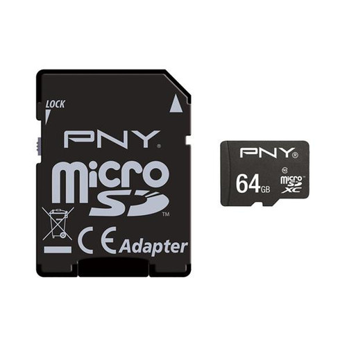 SDU64GSTA-EF - PNY Technology PNY 64GB microSDXC Class10 UHS-I U1 Flash Memory Card with SD Adapter