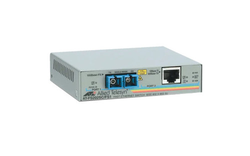 AT-FS202SC/FS2 - Allied Telesis 2-Port 10/100Base-TX Rack-Mountable Layer 2 Fast Ethernet Media Converter FS200 Series