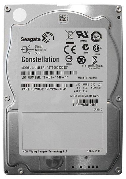 ST9500430SS - Seagate Constellation 500GB 7200RPM SAS 6Gb/s 16MB Cache CE 2.5-Inch Nearline Hard Drive