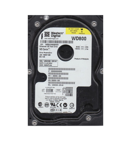WDC800BB - Western Digital Caviar 80GB 7200RPM IDE Ultra ATA/100 ATA-6 2MB Cache 3.5-Inch Hard Drive