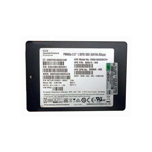 VK001920GWCFH - HP 1.92TB Multi-Level Cell SATA 6Gb/s Hot-Pluggable 2.5-inch Solid State Drive for ProLiant GEN9 / GEN10 Server