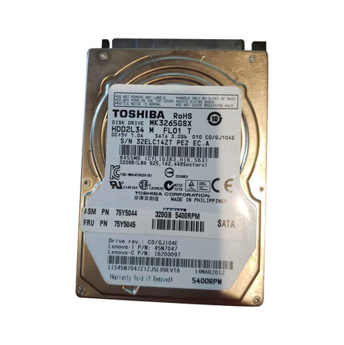 75Y5044 - Lenovo 320GB 5400RPM SATA 3Gb/s 32MB Cache 2.5-Inch Hard Drive