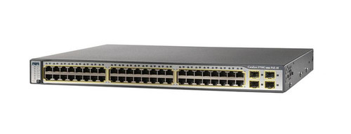 WS-C3750G-48PS-S - Cisco Catalyst 3750 Switch 48 PoE Ports 1GbE + 4 SFP Ports Layer 3 Managed 1U Rack-Mount Gigabit