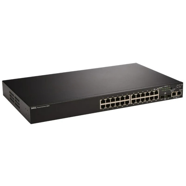 PCT3524 - Dell 24-Port PoE 10/100Base-T Managed Stackable Fast Ethernet Switch 2x Shared SFP Ports Rack-Mountable Network