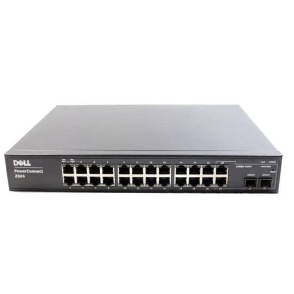 M521M - Dell Powerconnect 2824 24-Ports 10/100/1000BASE-T RJ-45 Manageable Layer3 Rack-mountable Ethernet Switch with 2x SFP Ports