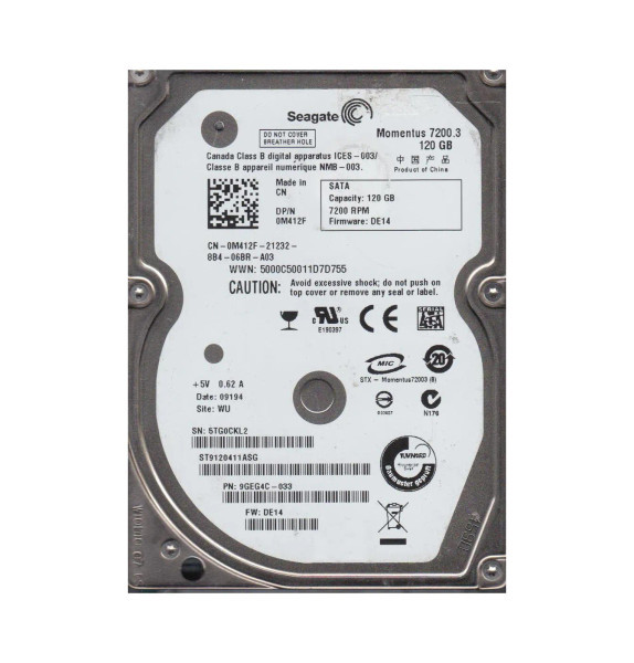 ST9120411ASG - Seagate Momentus 7200.3 Series 120GB 7200RPM SATA 3Gb/s 16MB Cache CE 2.5-Inch Hard Drive