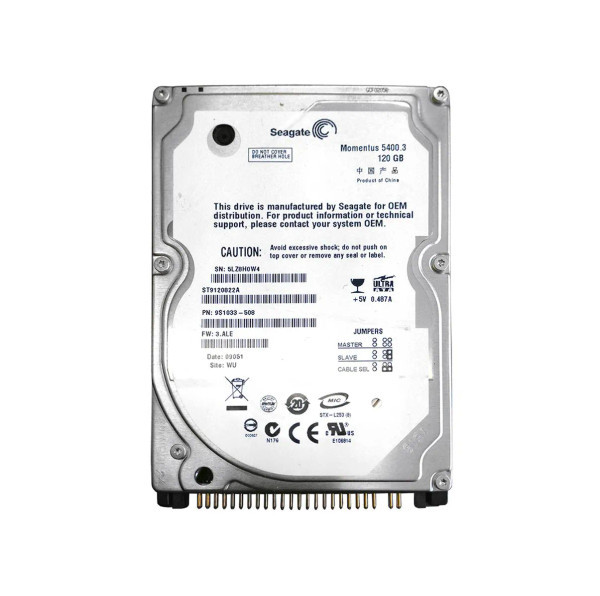 ST9120822A - Seagate Momentus 5400.3 Series 120GB 5400RPM IDE Ultra ATA/100 ATA-6 8MB Cache CE 2.5-Inch Hard Drive