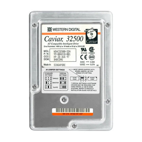 WDAC32500-32H - Western Digital Caviar 32500 2.5GB 5200RPM IDE/ATA 128KB Cache CE 3.5-Inch Hard Drive