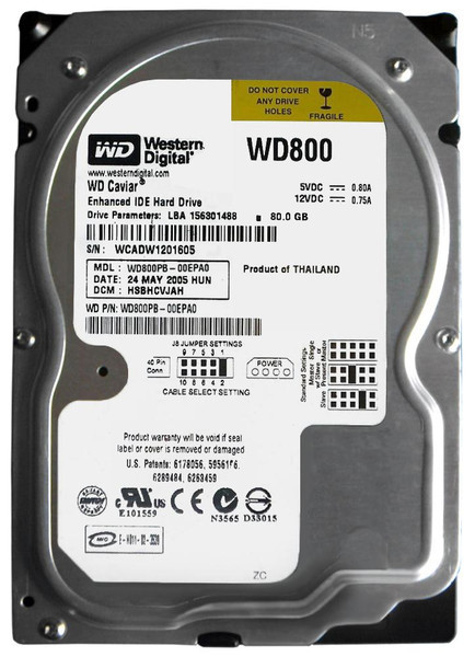 WD800PB - Western Digital Caviar 80GB 7200RPM EIDE 8MB Cache CE 3.5-Inch Hard Drive