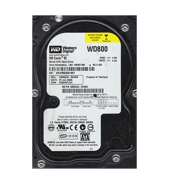WD800JD-55JRC0 - Western Digital Caviar SE 80GB 7200RPM SATA 1.5Gb/s 8MB Cache 3.5-Inch Hard Drive