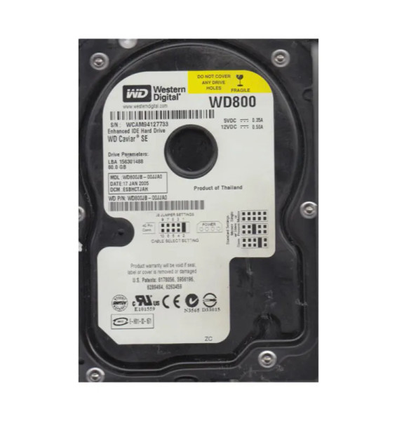 WD800JB-00JJA0 - Western Digital Caviar 80GB 7200RPM EIDE 8MB Cache 512 3.5-Inch Hard Drive