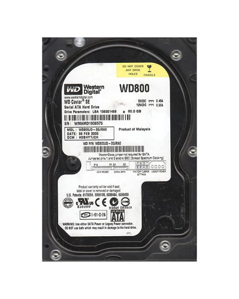 WD800JD-00JRA0 - Western Digital Caviar SE 80GB 7200RPM SATA 1.5Gb/s 8MB Cache 3.5-Inch Hard Drive