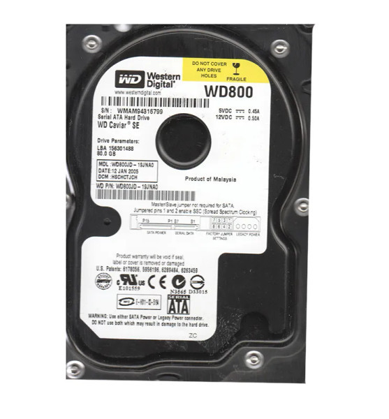 WD800JD-19JNA0 - Western Digital Caviar SE 80GB 7200RPM SATA 1.5Gb/s 8MB Cache 3.5-Inch Hard Drive