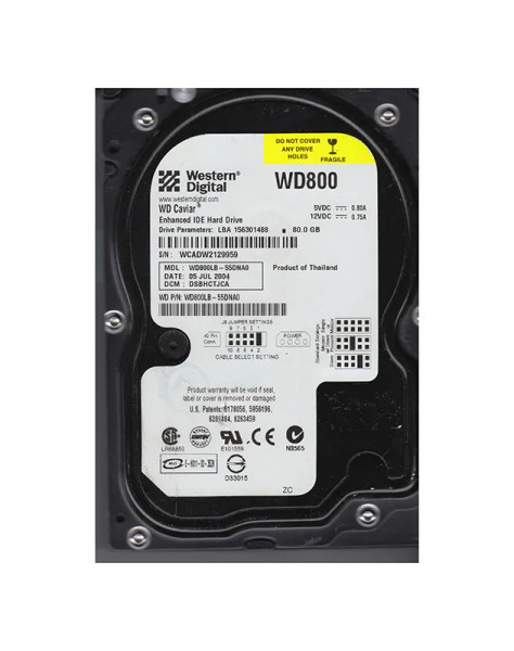 WD800LB-55DNA0 - Western Digital Caviar Blue 80GB 7200RPM EIDE 2MB Cache CE 3.5-Inch Hard Drive