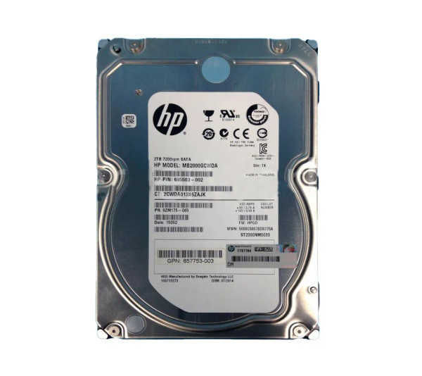 MB2000GCWDA - HP 2TB 7200RPM SATA 6Gbps 3.5inch LFF SC Midline Hard Drive with Tray for Proliant Gen8 Gen9 Servers