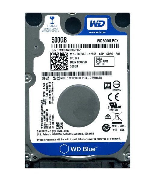 WD5000LPCX-75VHAT0 - Western Digital Blue 500GB 5400RPM SATA 6Gb/s 16MB Cache RoHS 2.5-Inch Hard Drive
