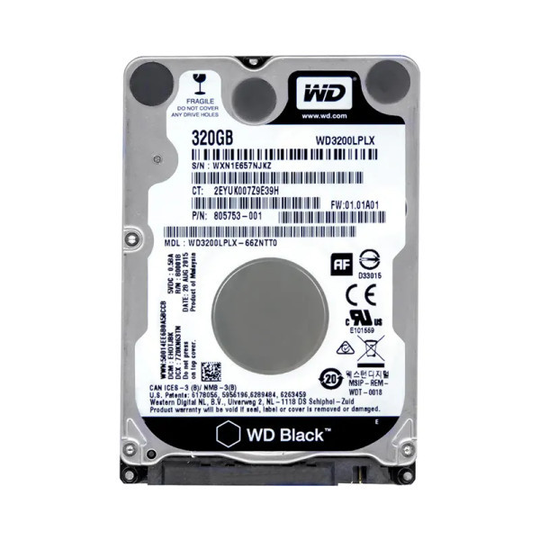WD3200LPLX - Western Digital Black 320GB 7200RPM SATA 6Gb/s 32MB Cache RoHS 2.5-Inch Hard Drive