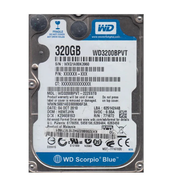 WD3200BPVT-22ZEST0 - Western Digital Scorpio Blue 320GB 5400RPM SATA 3Gb/s 8MB Cache RoHS 2.5-Inch Hard Drive