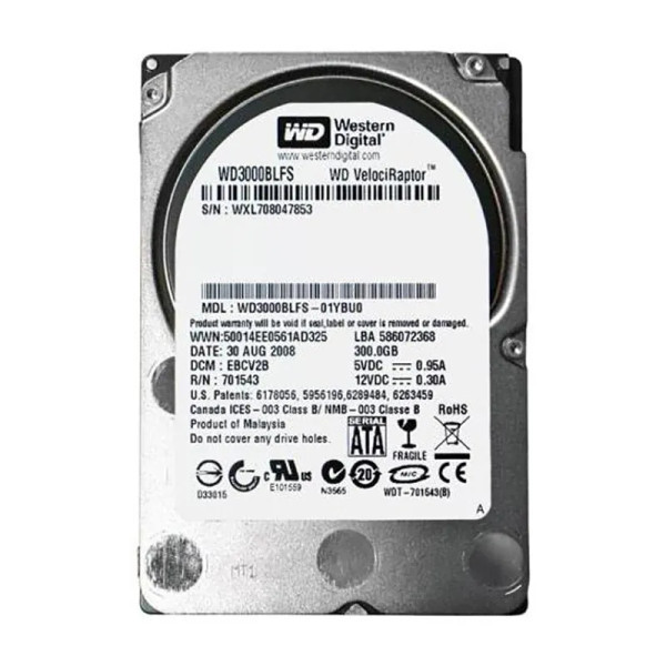 WD3000BLFS-01YBU0 - Western Digital VelociRaptor 300GB 10000RPM SATA 3Gb/s 16MB Cache RoHS 2.5-Inch Hard Drive