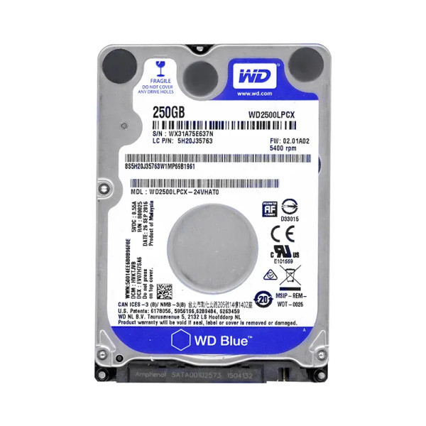 WD2500LPCX - Western Digital Blue 250GB 5400RPM SATA 6Gb/s 16MB Cache 2.5-Inch Hard Drive