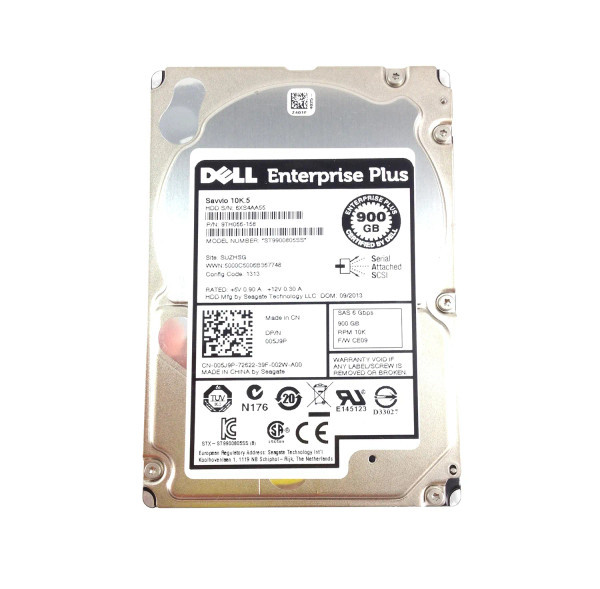 005J9P - Dell 900GB 10000RPM SAS 6Gb/s Hot-Pluggable 2.5-Inch Hard Drive with Tray for EqualLogic Storage Array