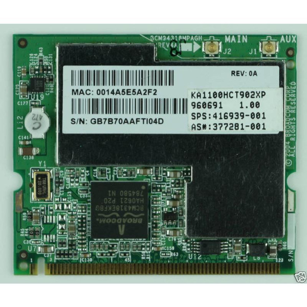 377281-001 - HP Mini PCI-Express 54G WiFi 802.11a/b/g/n High-Speed Wireless LAN Network Interface Card Pavilion Notebook Series