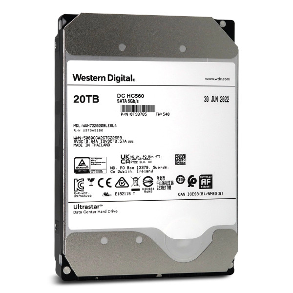 Western Digital WUH722020BLE6L4 20TB SATA 6Gb/s 3.5" 7200rpm 512MB Cache — WD Ultrastar DC HC560 20TB SATA SE 512MB Cache 7200rpm 3.5"
