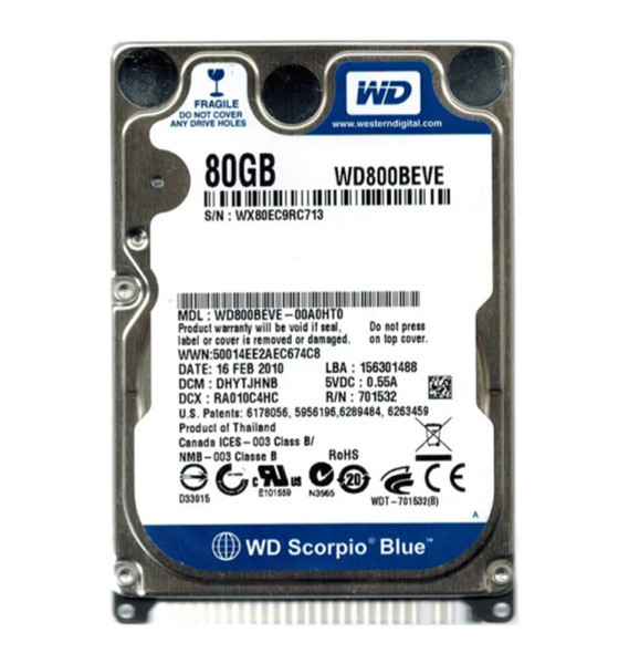 WD800BEVE - Western Digital Scorpio Blue 80GB 5400RPM EIDE 8MB Cache 2.5-Inch Hard Drive