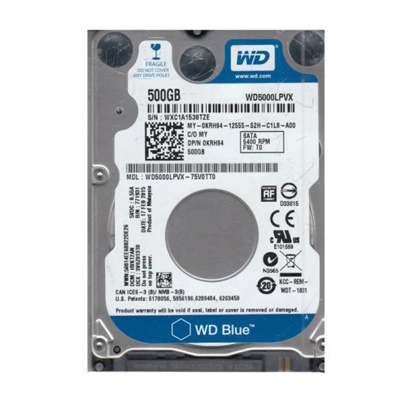 WD5000LPVX-75V0TT0 - Western Digital Blue 500GB 5400RPM SATA 6Gb/s 8MB Cache RoHS 2.5-Inch Hard Drive