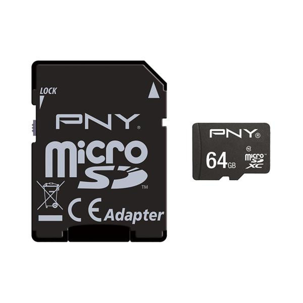 SDU64GSTA-EF - PNY Technology PNY 64GB microSDXC Class10 UHS-I U1 Flash Memory Card with SD Adapter