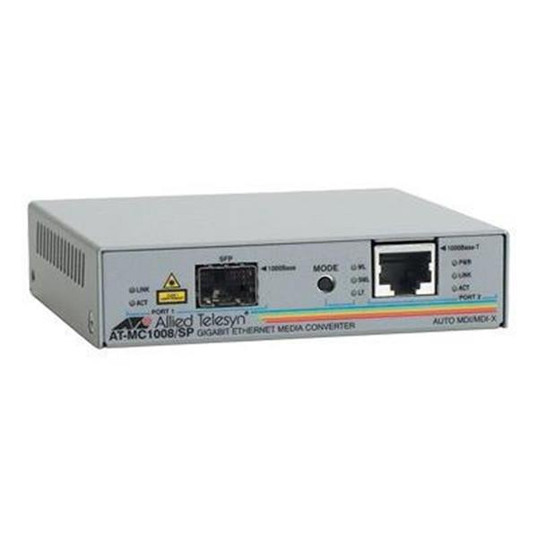 AT-MC1008/SP - Allied Telesis Gigabit Ethernet 1000Base-T to Fibre SFP Stand-Alone Media Converter