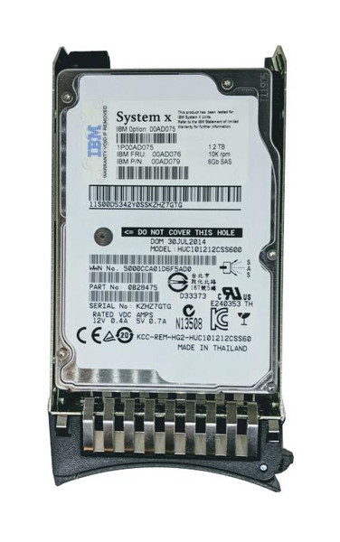 00AD075-01 - IBM 1.2TB 10000RPM SAS 6Gbps Hot Swap 2.5-inch Internal Hard Drive