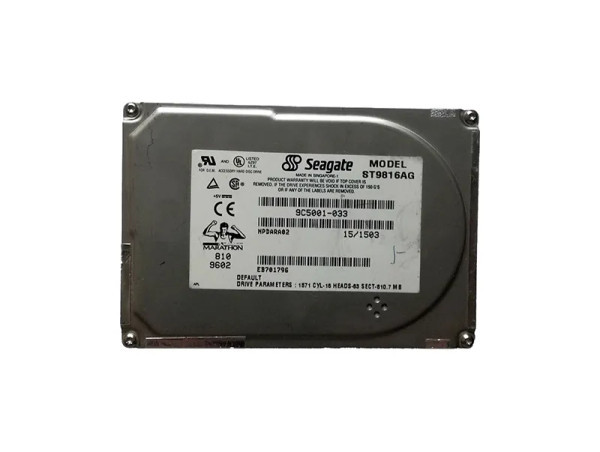 ST9816AG - Seagate 816MB 4500RPM IDE/ATA 120KB Cache 2.5-Inch Hard Drive