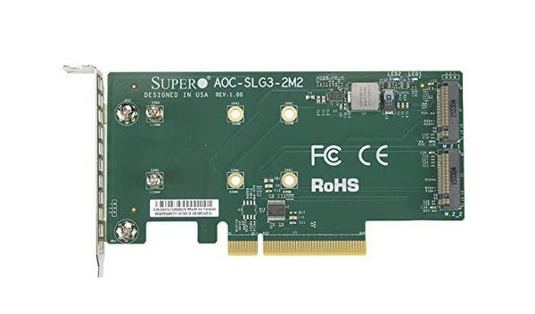 AOC-SLG3-2M2 - SuperMicro PCIe Add-On Card for Dual M.2 NVME SSDs